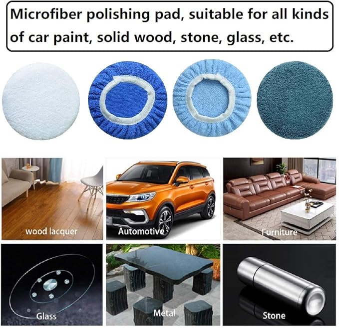 Boltigen 8pcs 5-6 inch Buffing Pads Orbital Polishing Pad 4 Colors 5'' to 6'' Microfiber Coral Fleece Bonnet Car Buffer Polisher Waxing Covers for Automobile Glass Cleaning and Polish