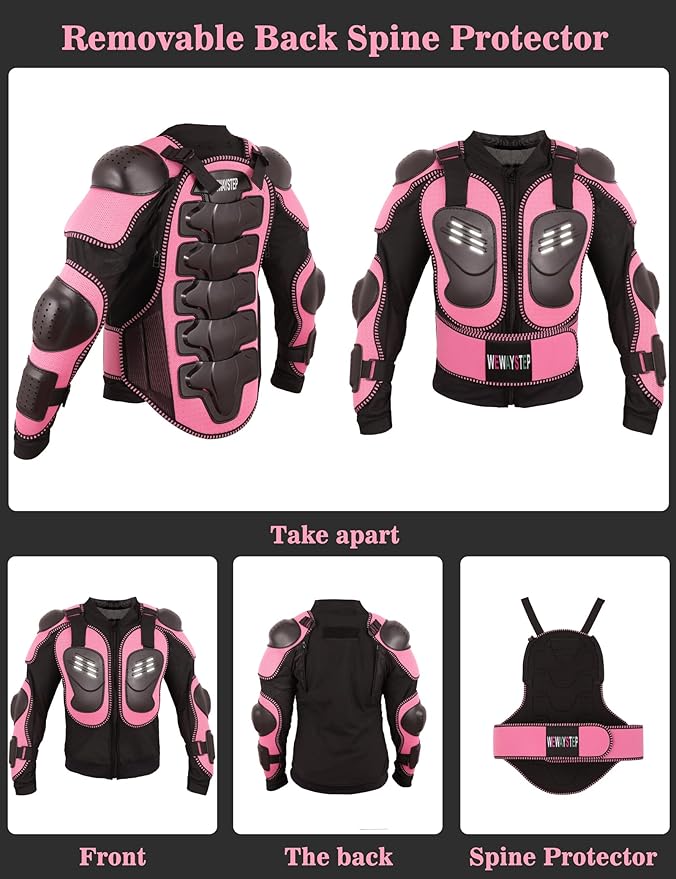 Kids Motorcycle Jacket Dirt Bike Gear,Motocross Spine Chest Protector Armor Suit with Knee Shin Guards