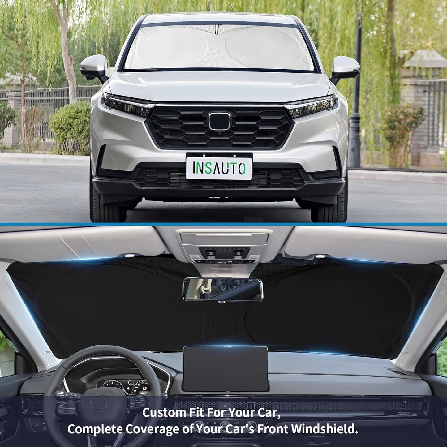 Sunshade for Honda CRV 2017-2022 Sun Shade Fit HR-V CR-V LX EX EX-L, Sport Hybrid, Sport Touring Hybrid SUV Accessories Front Window Shield Sun Visor Protector Foldable Windshield Cover Block UV Rays