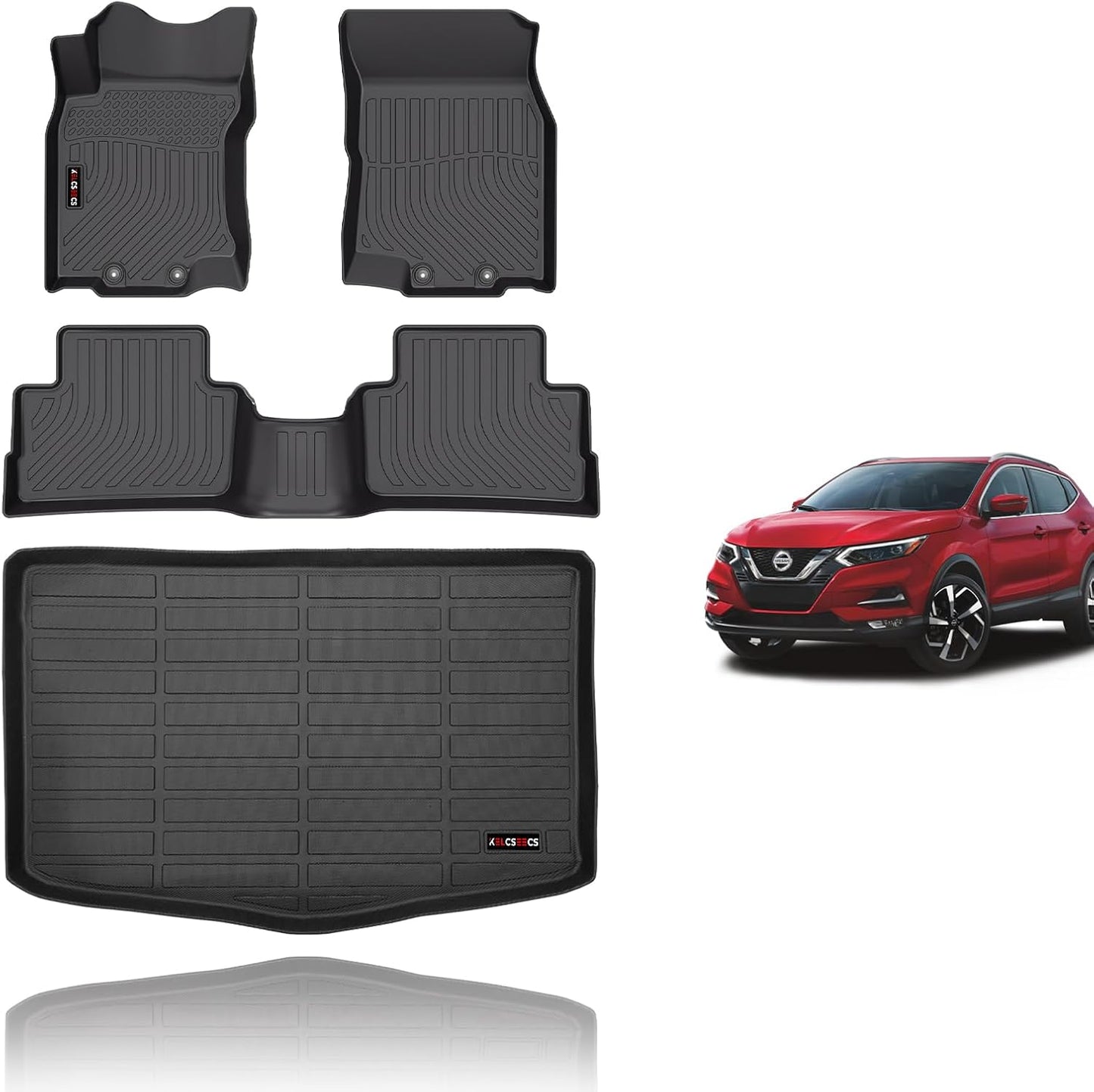 KELCSEECS Floor Mats & Cargo Liner for 2017 2018 2019 2020 2021 2022 Nissan Rogue Sport(Only Fit Cargo Mat in Lower Deck) Car Mats Trunk Mat Rogue Sport All Weather Floor Mats Trunk Liner