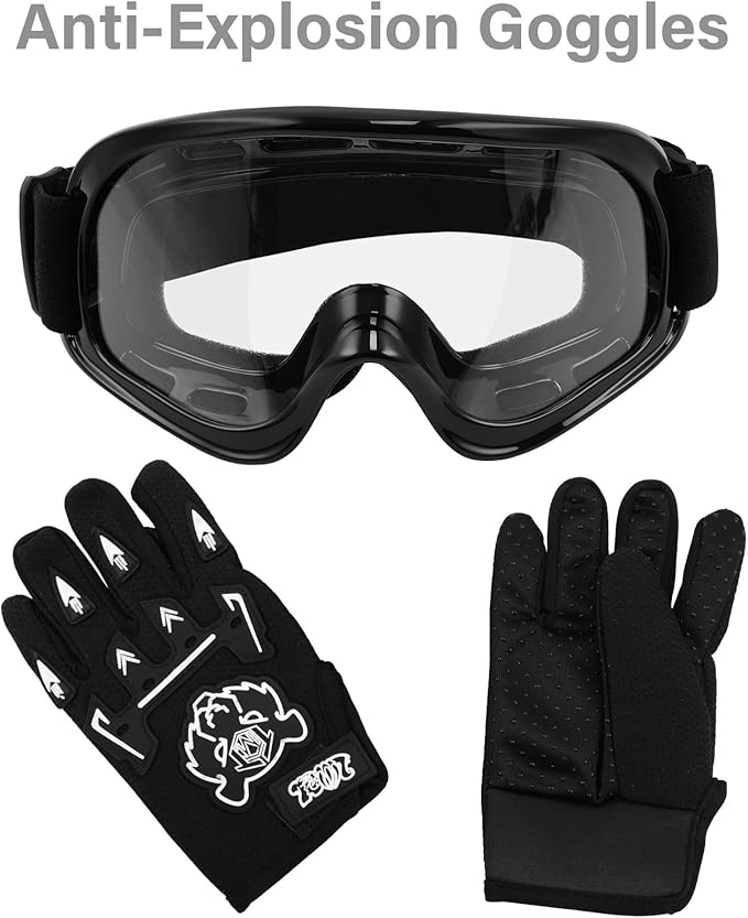 XFMT DOT Youth Kids Dirt Bike Helmet Full Face Motocross Helmets for Off-Road ATV Street Bike Four Wheeler Motorcycle with Goggles & Gloves (Carbon Fiber, X-Large)