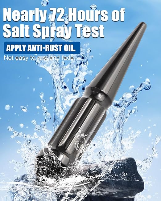 GAsupply 1/2-20 Spike Lug Nuts Black 20pcs, 1/2 x 20 Locking Spiked Lug Nut Spline 4.4" Tall, Closed End Bulge Acorn 60 Degree Cone/Conical Seat