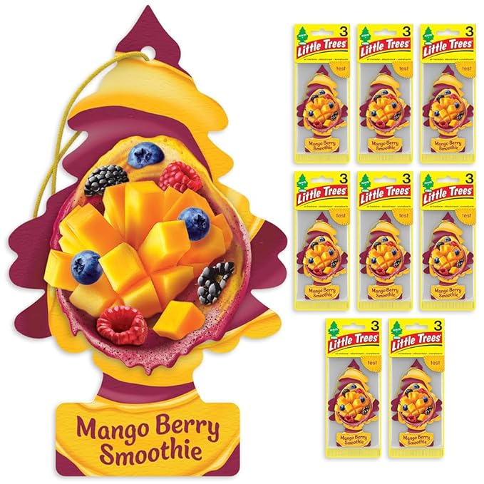 Little Trees Car Air Freshener | Hanging Tree Provides Long Lasting Scent for Auto and Home | Mango Berry Smoothie, 24 Air Fresheners