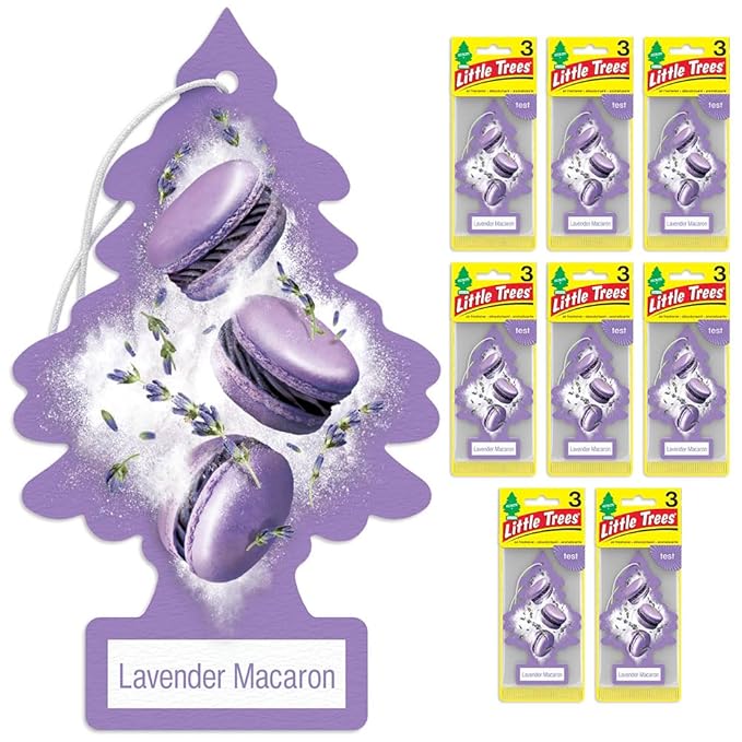 LITTLE TREES Car Air Freshener | Hanging Tree Provides Long Lasting Scent for Auto and Home | Lavender Macaron, 24 Air Fresheners