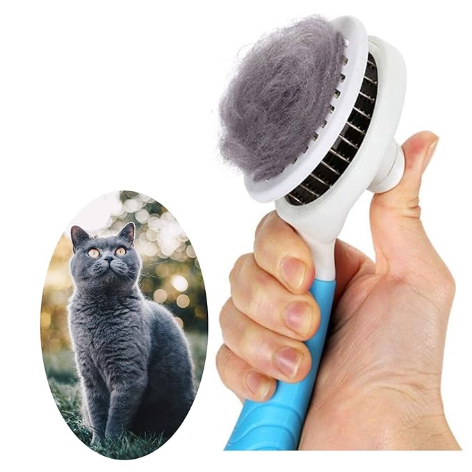 Cat Grooming Brush, Pets Skin Friendly Self Cleaning Slicker Brushes for Shedding Massage Dogs Cats Hair Gentle Remove Loose Undercoat with Long or Short Hairs for All Fur Type- UPGRADED