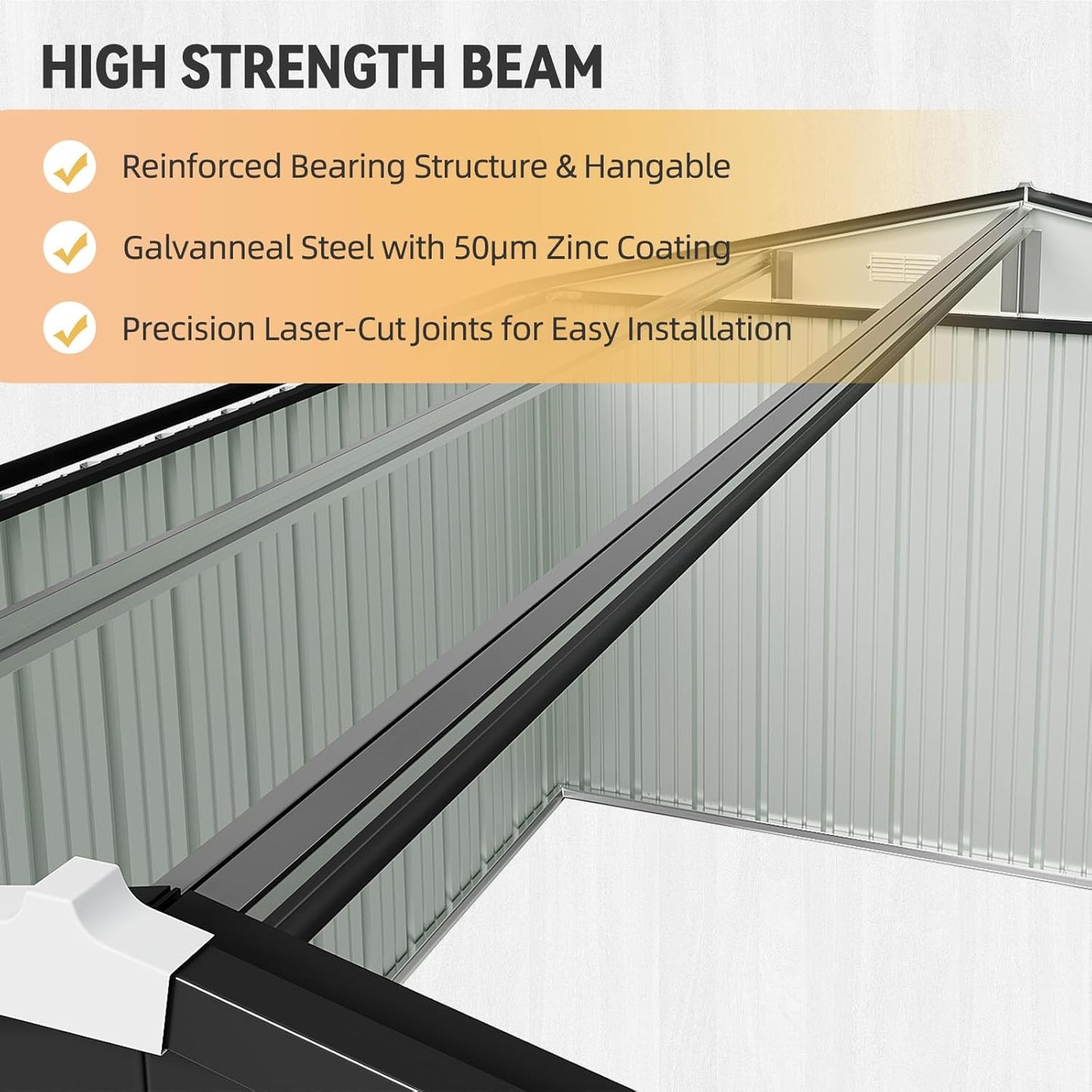 Aoxun 7.4x5.3FT Shed with Floor Galvanized Steel Outdoor Storage Shed Metal Garden Shed with Double Doors, 15mm Moisture-Proof Floor & Ventilation, Sloped Roof for Bike/Generator/Tool Storage (Brown)