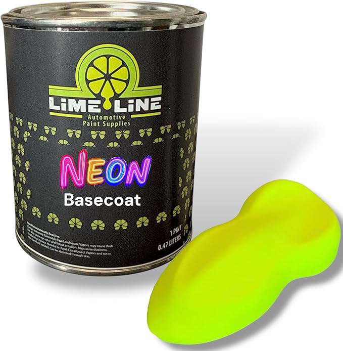 LiME LiNE Automotive Neon Basecoat Paint - Custom Paint for Cars, Trucks and Motorcycles Mix 1:1 with Urethane Reducer (Neon Yellow, 1 Pint)