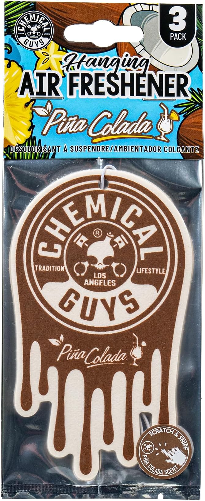 Chemical Guys Hanging Air Fresheners - Pina Colada Scent for Cars, Trucks, SUVs, RVs, Home, Office, Work, Dorm Room, & More - 12 Pack - AIR42104
