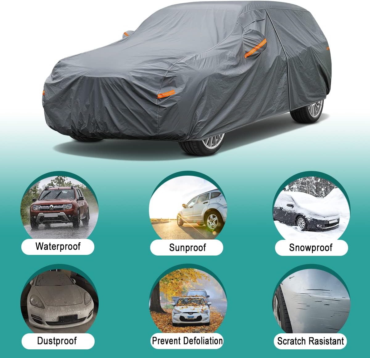 Premium Car Cover Custom Fit Ford Edge (2007-2025), 16 Layers Heavy Duty Car Cover Waterproof All Weather with Zipper Door for Sun Rain Snow Dust Uv Protection