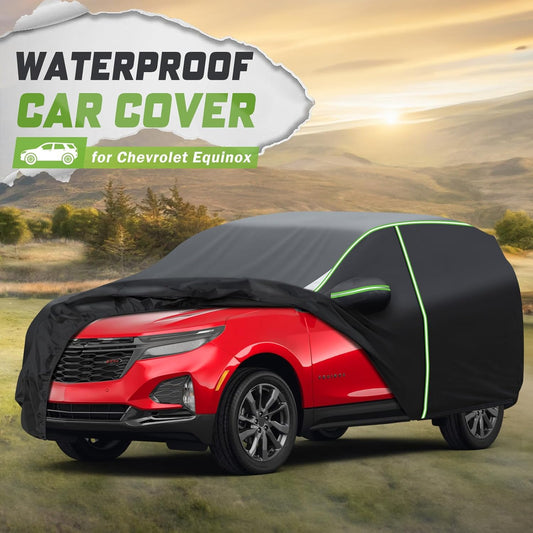 Mixsuper Liner Car Cover for Chevrolet Equinox/GMC Terrain 2005-2026, 7 Layers Full Car Cover All Weather Car Covers for Chevy Equinox, Waterproof Outdoor Cover with Zipper Door Reflective Strips
