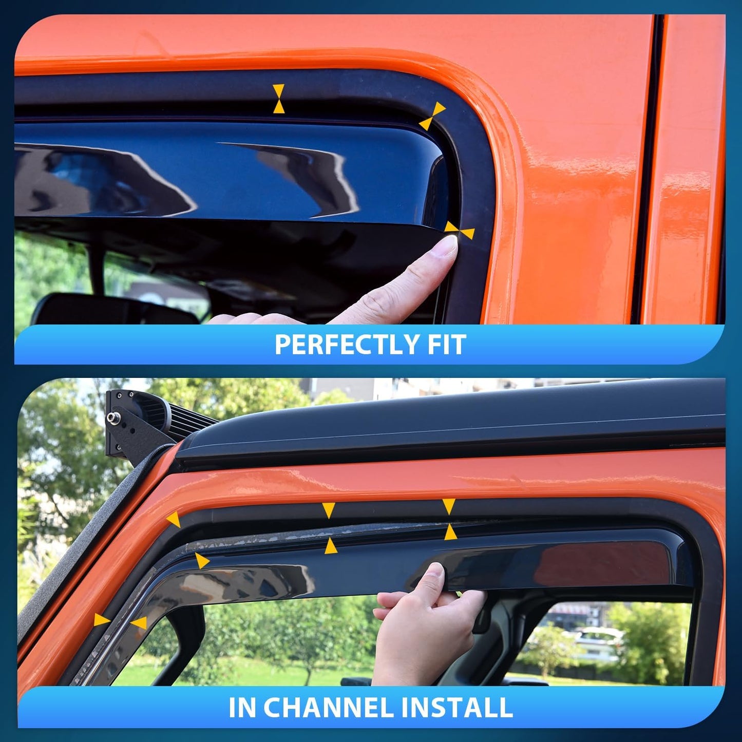 Nilight Window Visor Compatible with Chevy Silverado 1500/Avalanche 2007 2008 2009 2010 2011 2012 2013 GMC Sierra 1500/Silverado/Sierra 2500-3500HD Crew Cab Yukon XL in Channel Rain Guards