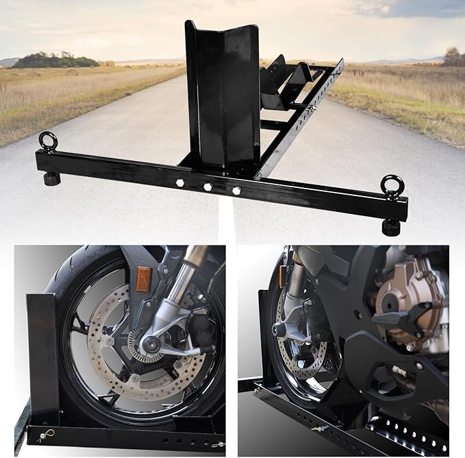 Big RED Motorcycle Trailer Wheel Chock: Adjustable Heavy-Duty Steel Motorcycle Stand Wheel Tire Chock for 16"-25" Off-Road and Standard Motorcycles, Upright 1800lbs Capacity