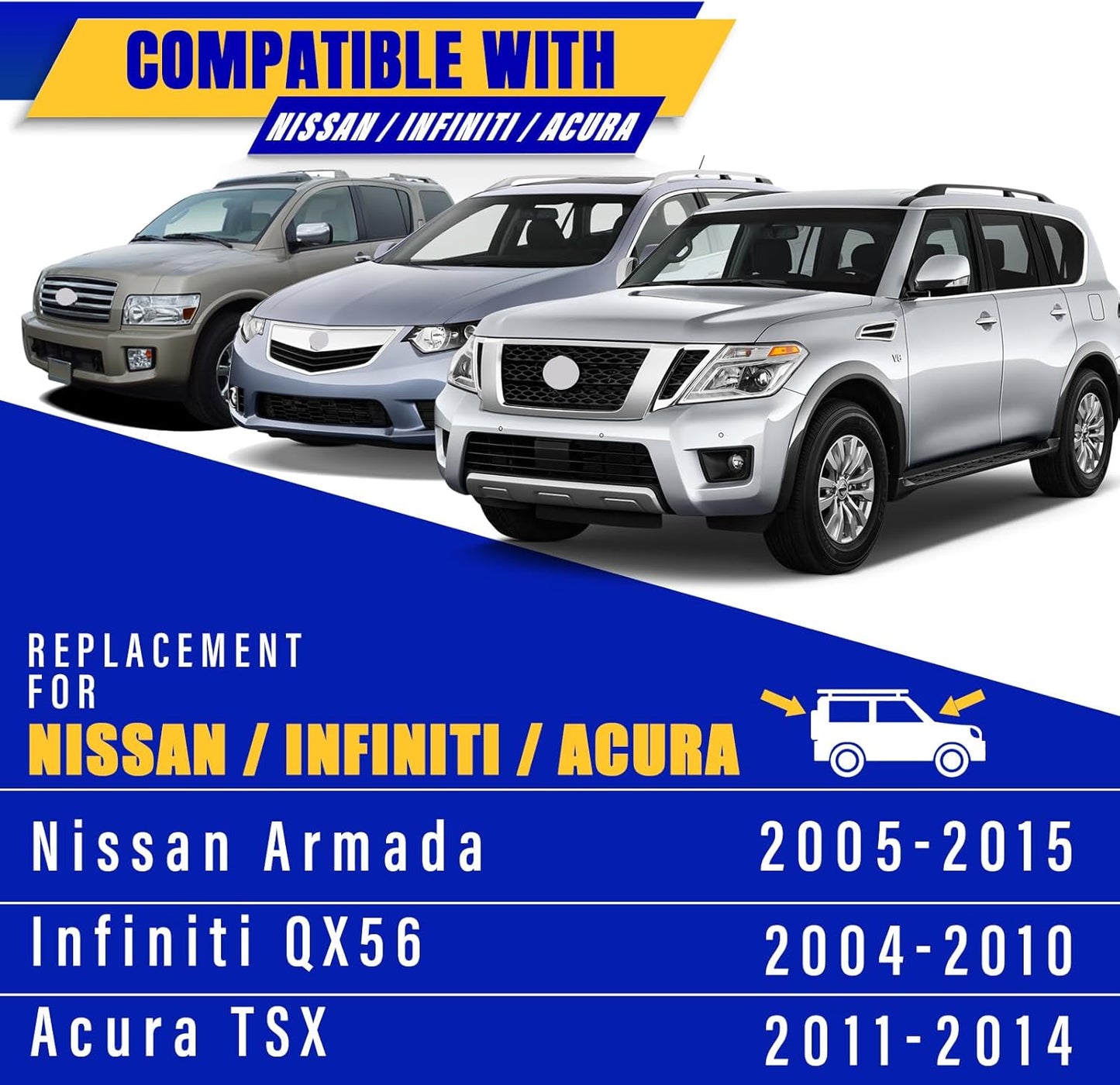 3 wipers Replacement for 2005-2015 Nissan Armada/2004-2010 Infiniti QX56/2011-2014 Acura TSX, Windshield Wiper Blades Original Equipment Replacement - 24"/22"/12" (Set of 3) U/J HOOK