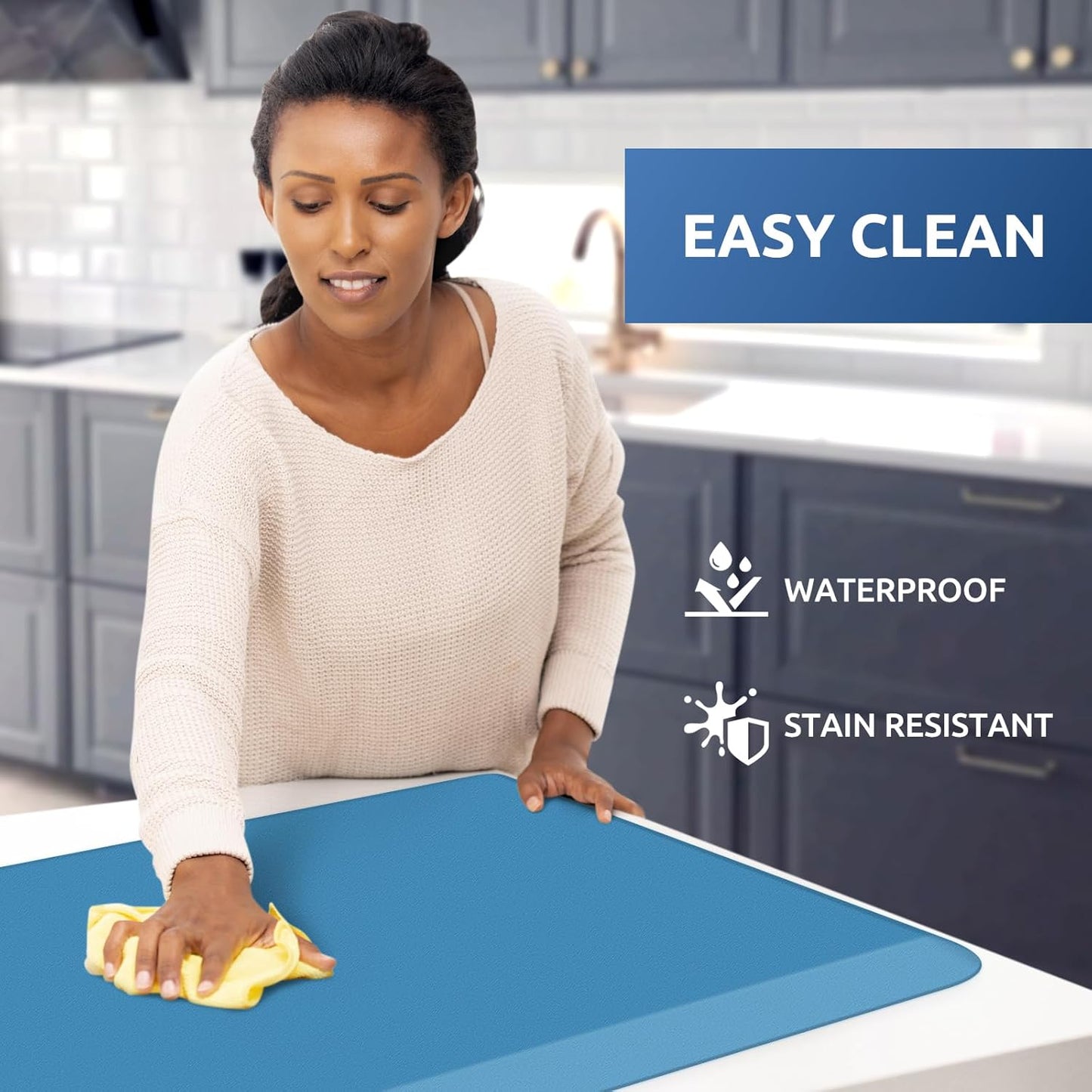 KitchenClouds Kitchen Mat Cushioned Anti Fatigue Rug 20"x39" Waterproof, Non Slip, Standing and Comfort Desk/Floor Mats for House Sink Office (Green)