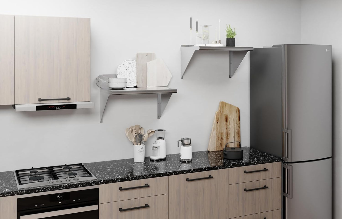 AmGood 24" Long X 16" Deep Stainless Steel Wall Shelf | NSF Certified | Appliance & Equipment Metal Shelving | Kitchen, Restaurant, Garage, Laundry, Utility Room