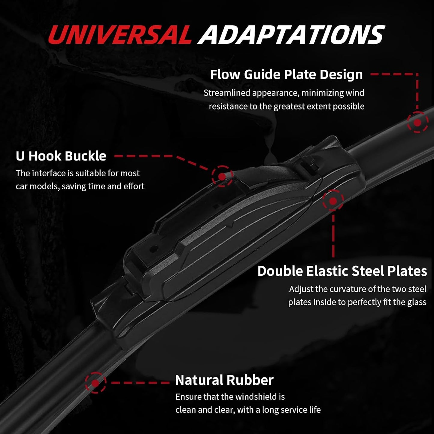 OTUAYAUTO Premium Windshield Wiper Blades - Replacement for Toyota RAV4 2006-2012 - Precision Fit, All-Weather Performance, Front and Rear Wiper Blades, U Hook - 24"+17"+12" (Pack of 3)