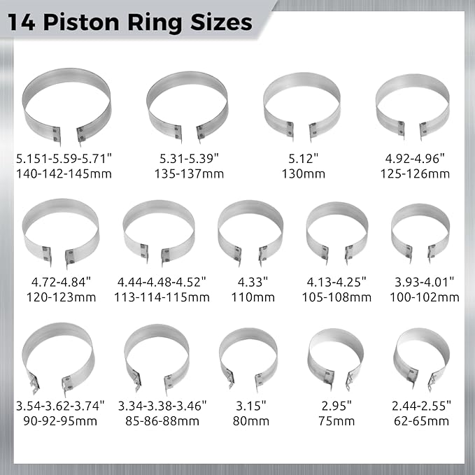 Master Piston Ring Compressor Kit - Heavy Duty Auto Engine Piston Ring Installer with 1 Pliers and 14 Bands (62-145mm/2.44-5.71in), Removal Tool Kit for Car, Truck, Race Car Engines