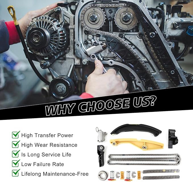 Engine Timing Chain Kit AT4Z-6268-C Fits for Edge Eplorer F150 Flex Mutang Taurus Transit, Flex, MKS, MKX, MKZ,Police Replace OE BL3Z-6268-A, AT4Z-6268-A