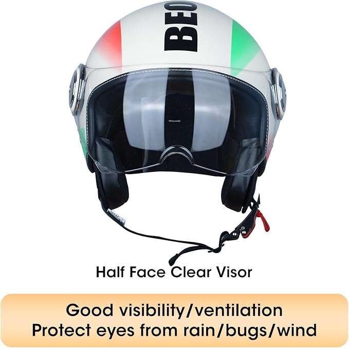 Open Face Motorcycle Helmet for Adults,DOT Approved - Moped Half Vespa Retro Helmet with Anti-Scratch Visor for Men and Women