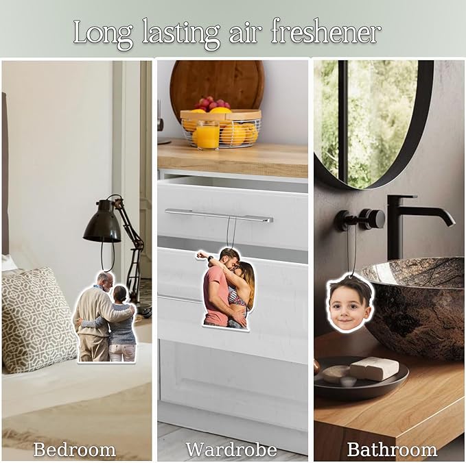 Custom Air Fresheners with Picture - Personalized Double Sided Print Photo/Logo air Freshener, Customized AirFreshener for Car Wardrobe Bathroom Hanging Ornaments Boyfriends Christmas Gifts