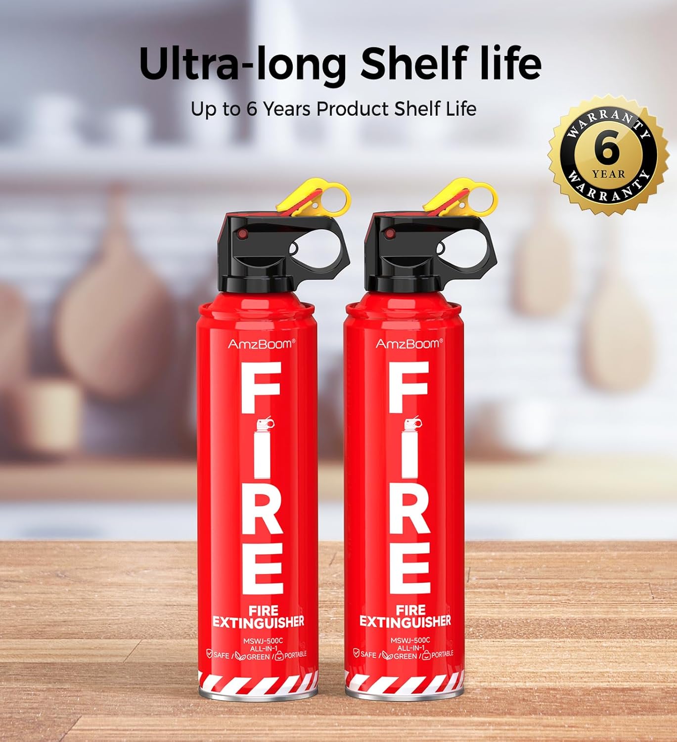 2-Pack Fire Extinguisher for Home, Kitchen, Car, and Grill with Mounting Bracket– Extinguishing Spray, Compact A, B, C, K – Eco-Friendly, Prevents Reignition.