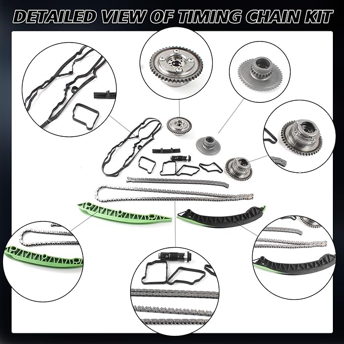 2710501400 2710501500 Timing Chain Kit with Camshaft Adjuster Fits for Mercedes W203 W204 SLK250 E250 M271 C200 Chain Timing Tool Replacement OE 2710500116 2710500911 A2710503347 A2710502547