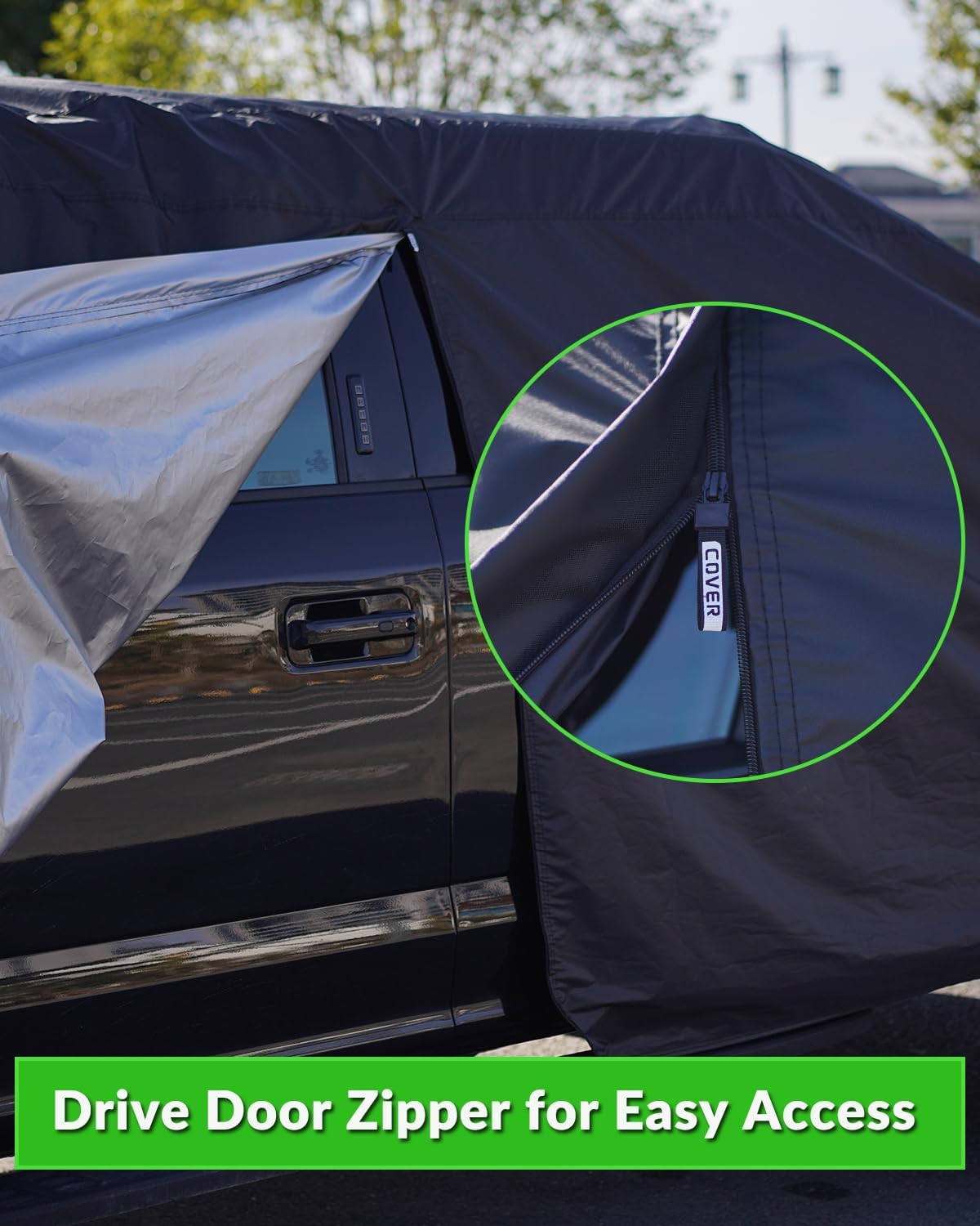 Pickup Truck Cover Waterproof All Weather, Outdoor Indoor Truck Protection Cover for Ford f150 / Chevy Silverado/Dodge Ram 1500 Truck Tarp Cover Black(Length 210 to 230 inch)