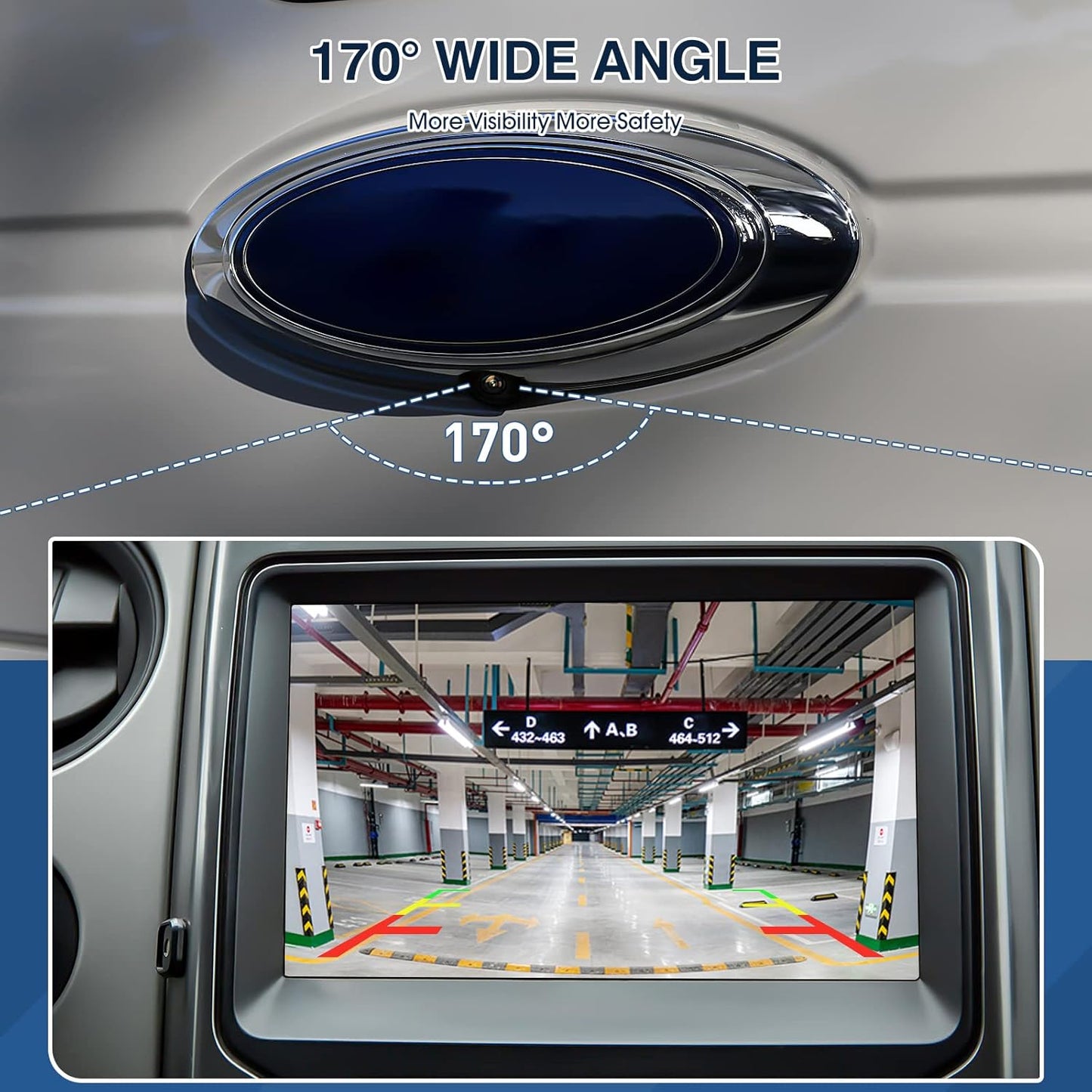 Rear View Backup Reverse Camera Compatible with Ford F150 2010-2014, Ford Mustang 2015-2020 & Lincoln MKC 2015-2019, Park Assist Backup Camera EL3T-19G490-AA, EL3Z-19G490-D, BL3Z-19G490-B