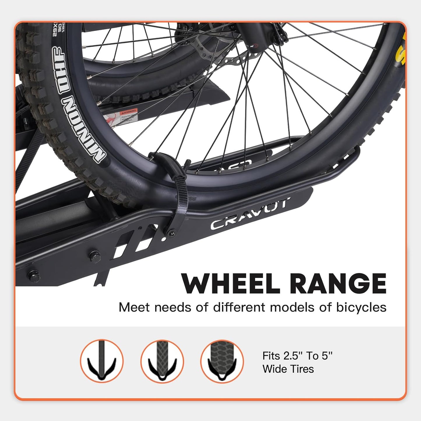 CyberRack S2 Ebike Rack, 300 lbs Capacity Foldable Bike Racks for Tow Hitch Heavy Electric Bike Carrier for 2 E-Bike, Up to 5-inch Fat Tire 2'' Receiver