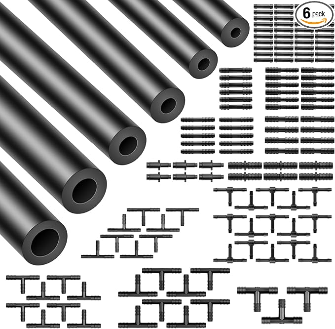 Silicone Vacuum Tubing Hose 6.6 FT 6PCS With Vacuum Connector 12 Sizes 128PCS, 1/8" 5/32" 3/16" 1/4" 5/16" 3/8" ID High Performance 130PSI, Engine Automotive Vacuum Silicone Hose Line Kits