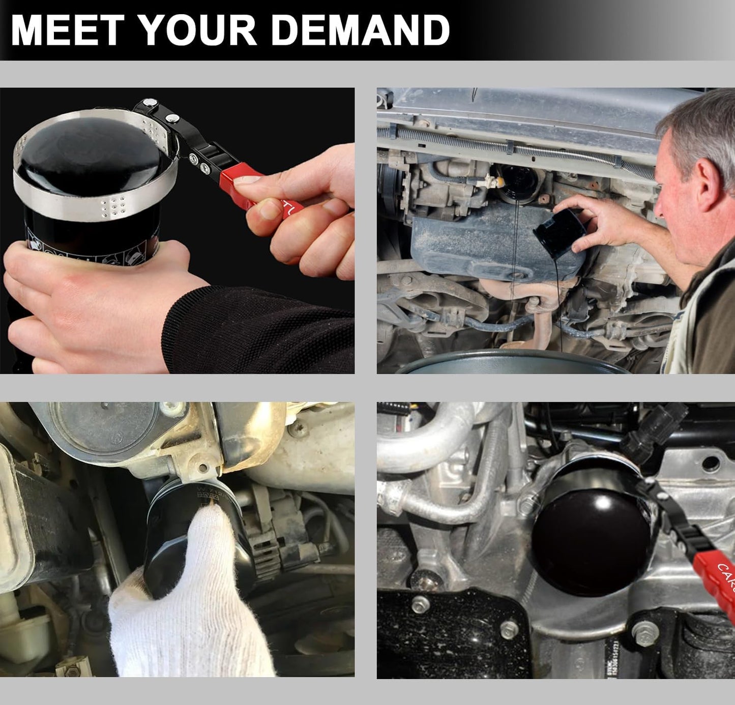 Medium Oil Filter Wrench, Oil Filter Removal Tool Adjustable from 3-5/6" to 4-1/2" for Cars, Motorcycles and Trucks