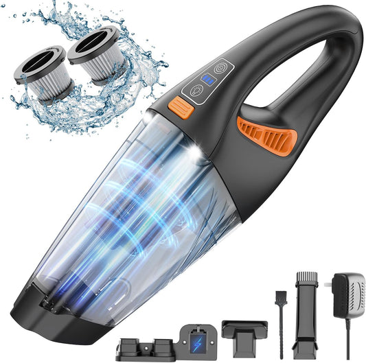 Handheld Vacuum Cordless, 18000Pa 160W Hand,30Min Car Vacuum Portable Cordless Rechargeable High Power Lightweight LED Light Fast Charge Vacuum Cleaner for Car Home