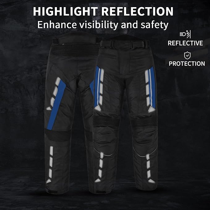 Men’s Waterproof Motorcycle Trousers – 600D Cordura Biker Pants with CE Armour, Thermal Lining & Reflective Panels