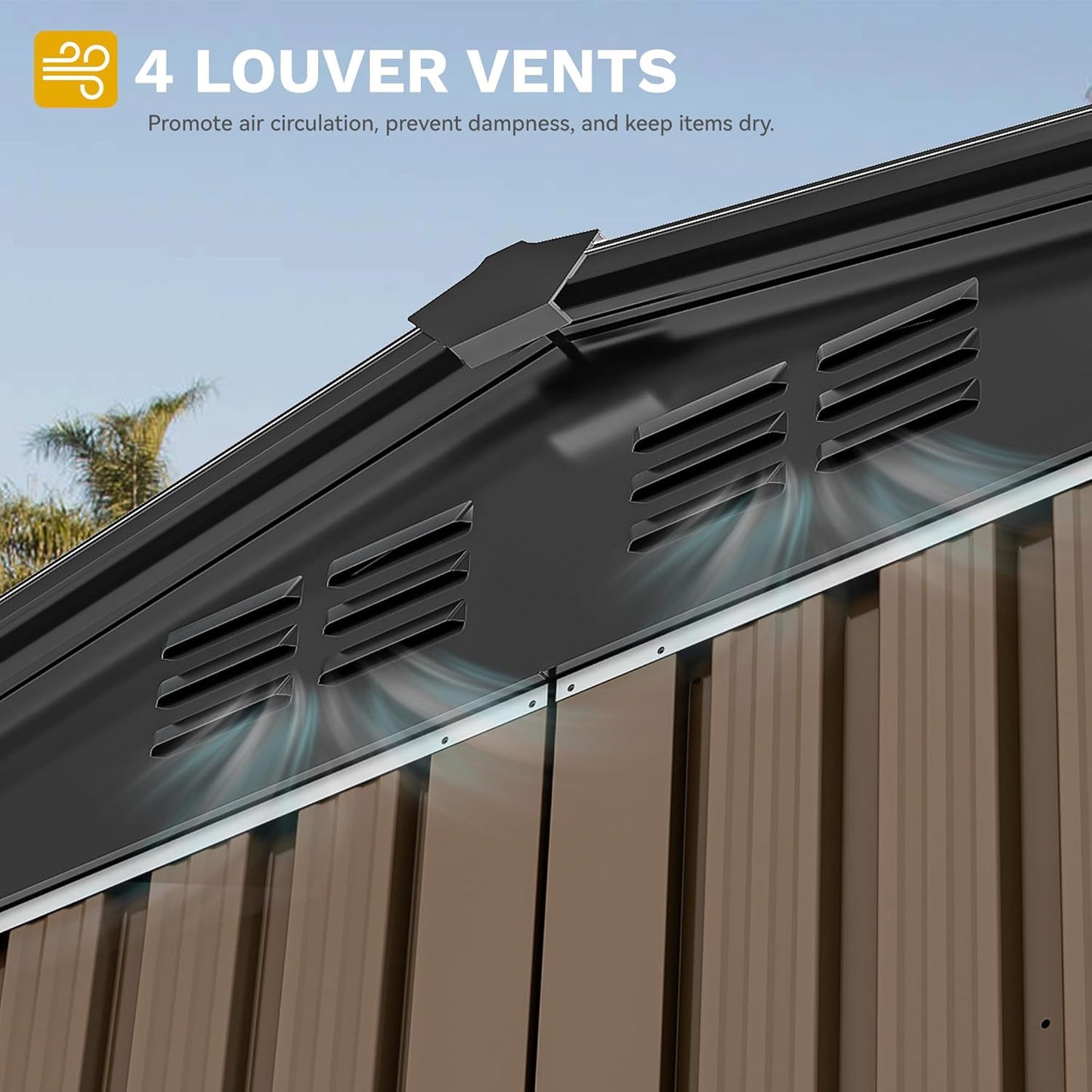 DWVO 8'x6' Large Metal Outdoor Storage Shed, Heavy Duty Tool Storage Sheds for Backyard Patio Lawn - Ideal for Bicycles, Garden Tools, and Lawn Equipment, Easy-to-Assemble, Brown