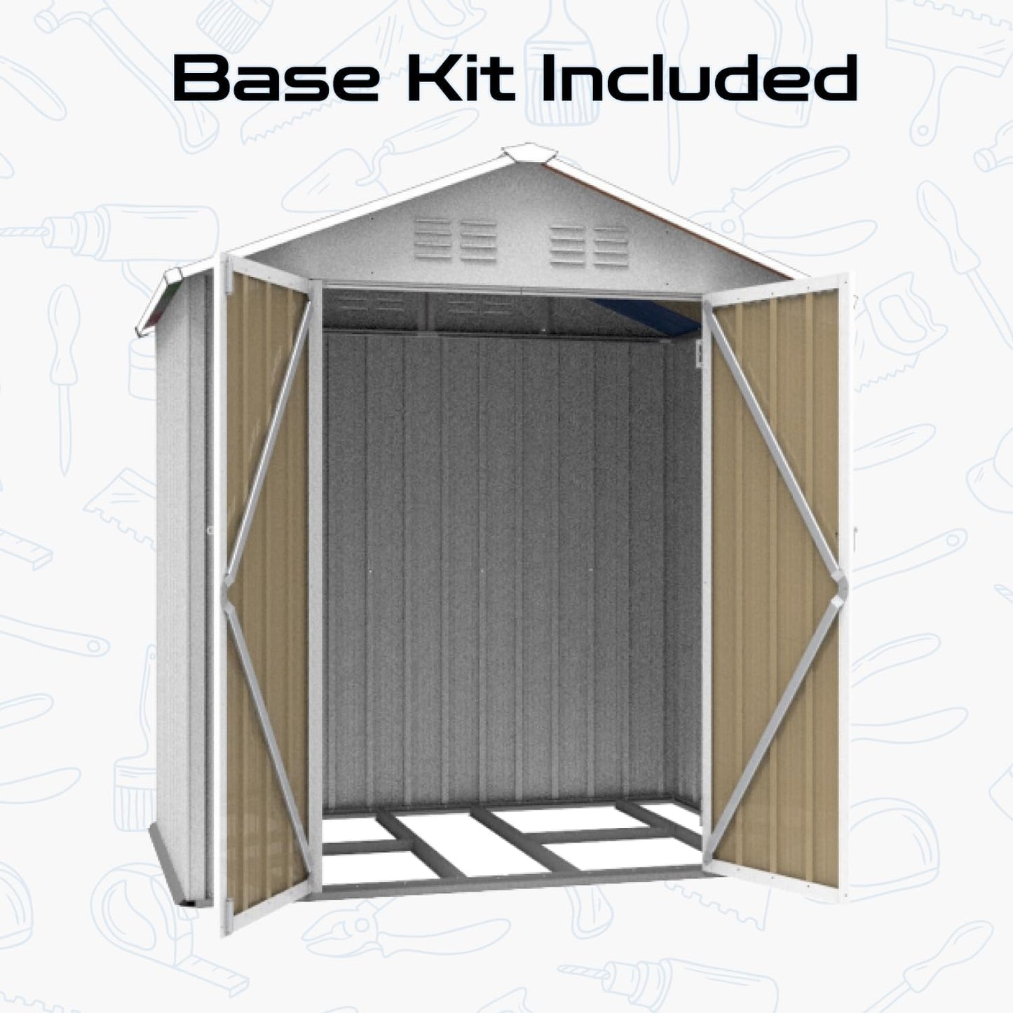 6 x 4 FT Outdoor Storage Metal Shed, Bike Garden Tool Shed with Slooping Roof, Lockable Doors and Aluminum Frames, Shed Easy to Assemble for Garden, Patio, Lawn, White+Black