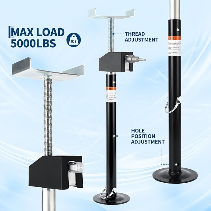 Garvee RV Slide Out Stabilizer Jacks (Set of 2) - 5000 LB Heavy Duty Support, 21 in-34 in Quick-Lift Adjustable - Power Drill & Hand Crank Compatible for Campers, Travel Trailers & RVs