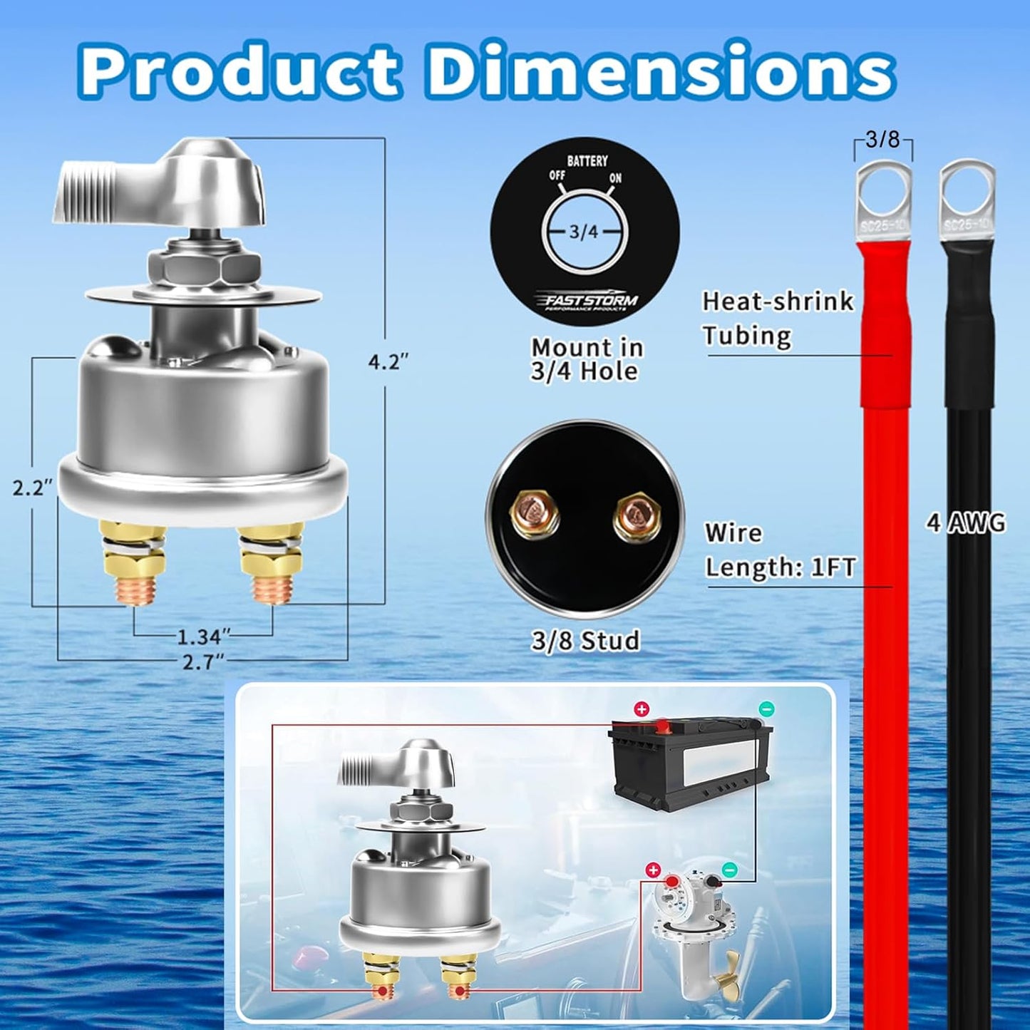 200A 12-48V High Current Master Battery Disconnect Switch Battery Power Cut Off Isolator Killer Switch with Face Plate for Car Vehicle RV Truck Boat Marine ATV