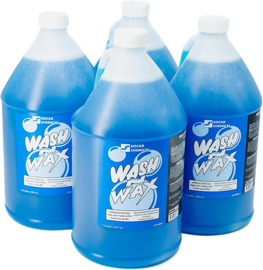 SOCAR Wash N Wax Car Wash Soap - pH Neutral, Carnauba Wax, 4 Gal., Model# SCO-WNW-4
