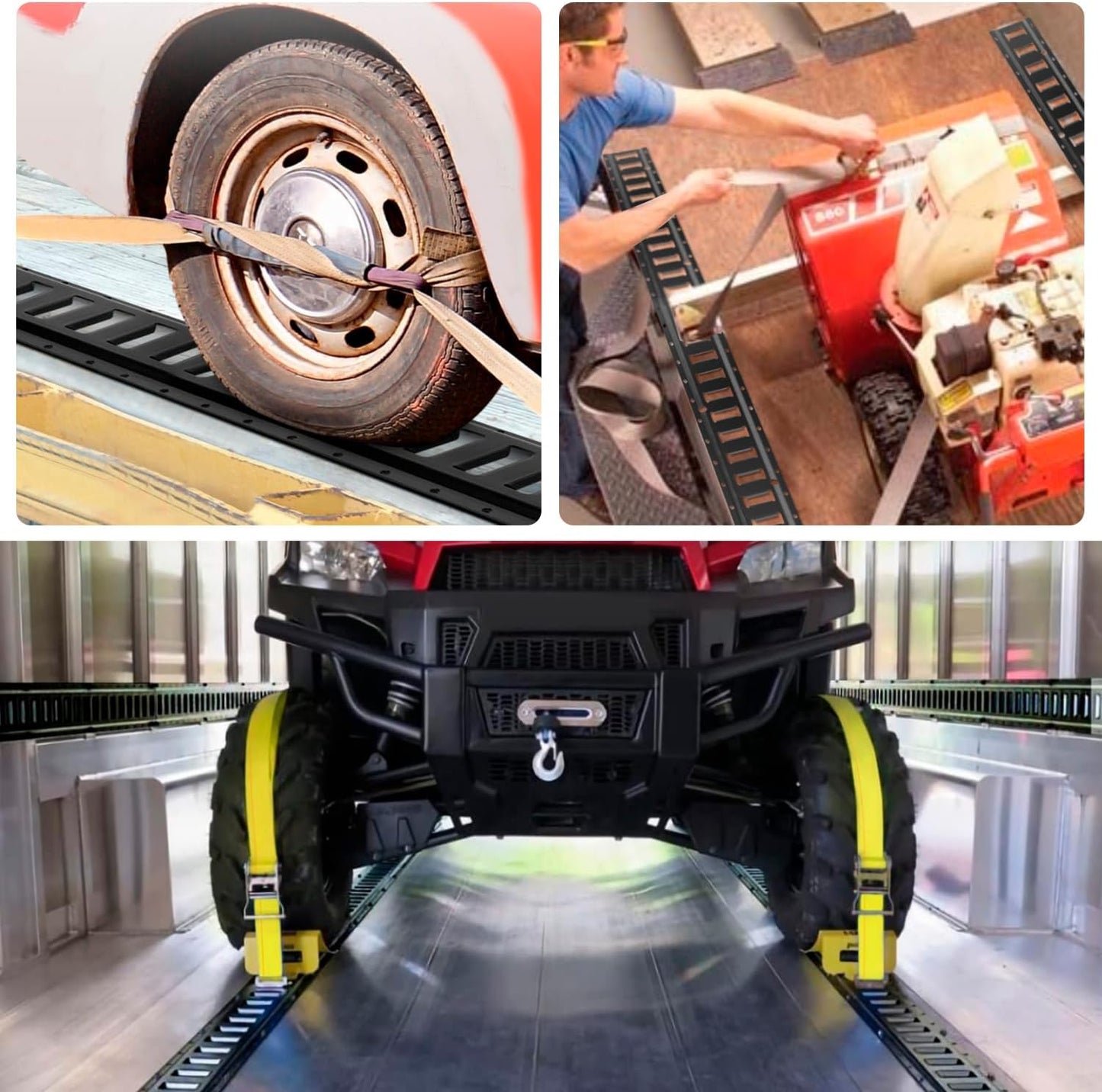 E Track 4'（2 Pack） with Powder-Coated Steel Trailer Tie Down for Garages, Trucks, Pickups, and Vans, E-Track Rail Reliable Cargo Restraint (Screws Not Included)