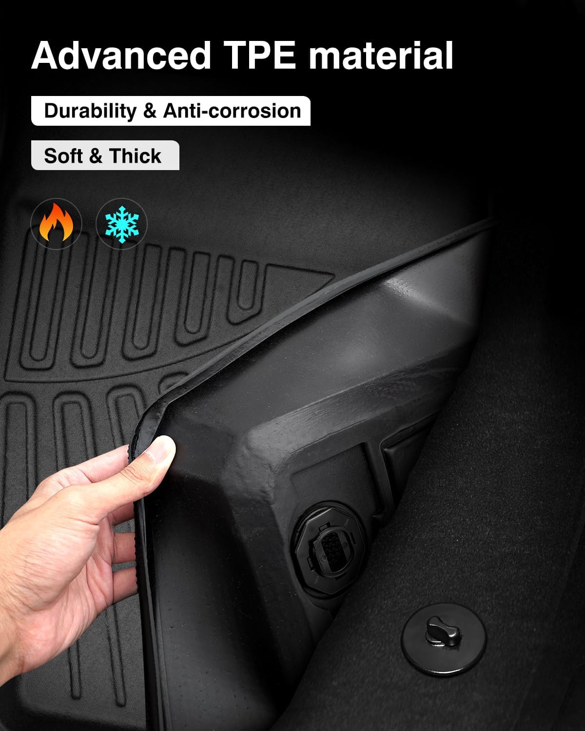 Powerty Floor Mats for 2022-2025 Kia EV6 Accessories All Weather Floor Liner 3D TPE 1st & 2nd Row Floor Mat Heavy-Duty Floor Liners