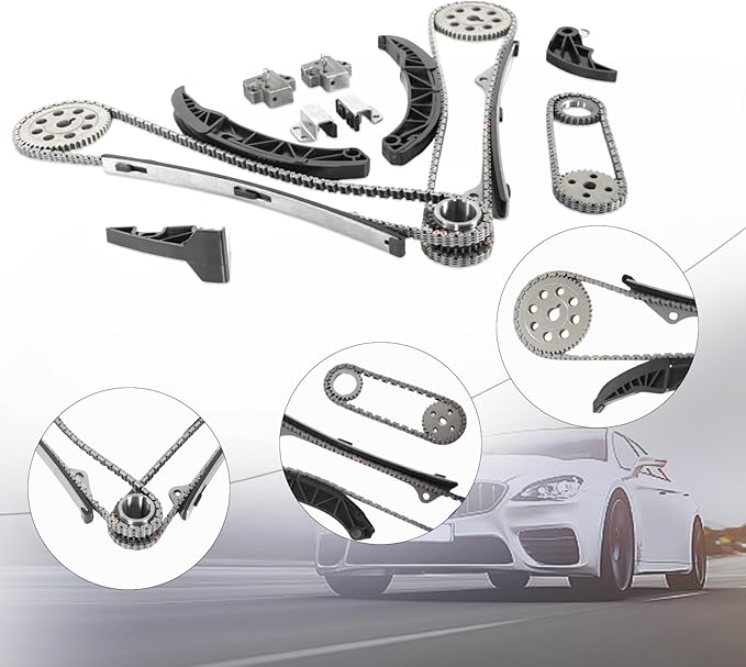 Engine Timing Chain Kit TK10880 Fits for 2006-2011 Azera Entourage Genesis Santa Fe Sonata Sorento Sedona 3.3L 3.5L 3.8L G6DB G6DC G6CD G6DA TK10880 Timing Chain Replacement Parts