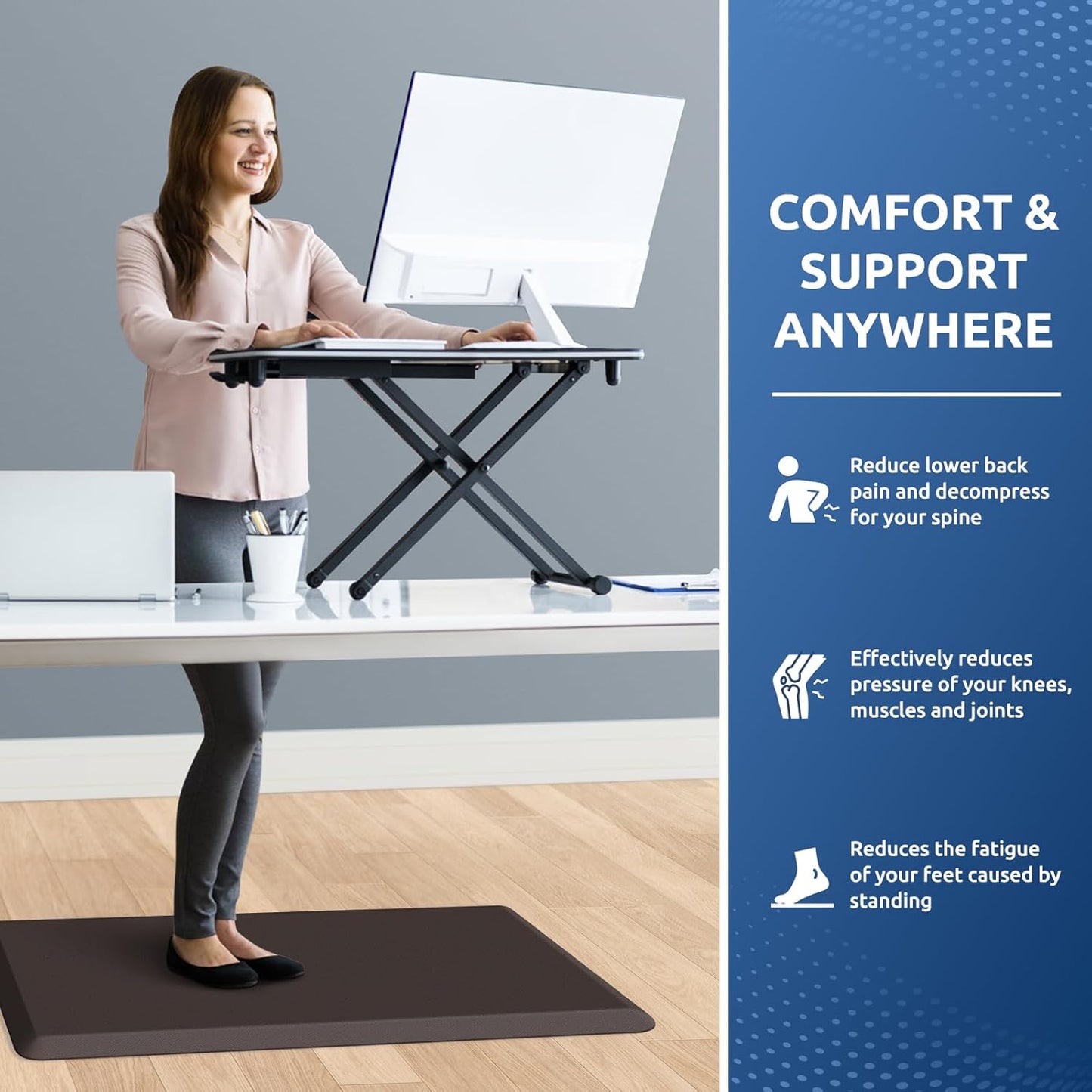 KitchenClouds Kitchen Mat Cushioned Anti Fatigue Rug 20"x32" Waterproof, Non Slip, Standing and Comfort Desk/Floor Mats for House Sink Office (Chocolate)