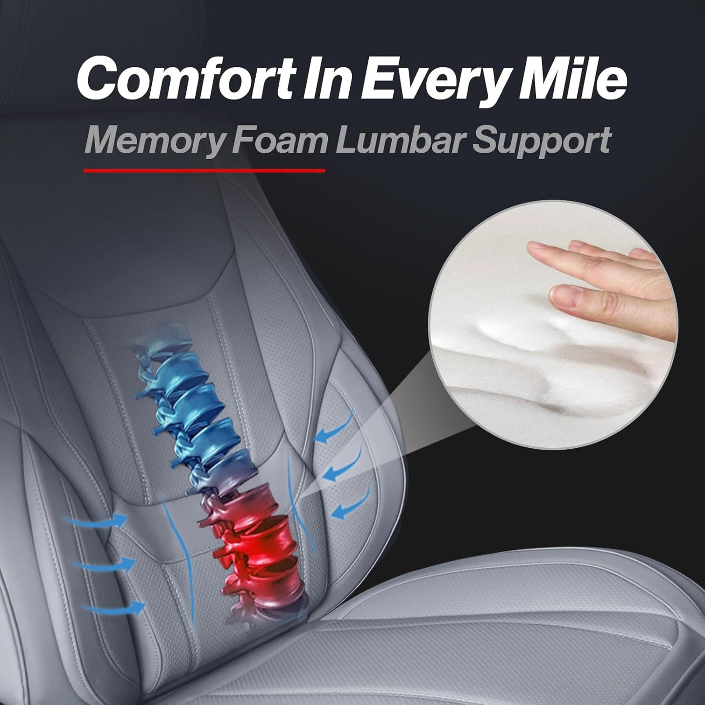 Coverland Custom Car Seat Covers Compatible with Colorado, Canyon Crew Cab - Premium Leather Non-Slip Waterproof Seat Cover Custom Interior Protector Full Set-Gray [See Size Chart-Size X113]