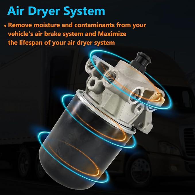 800887 Air Brake Dryer Assembly 12V with Desiccant Cartridge Kit Fit for Freightliner Peterbilt Kenworth Trucks