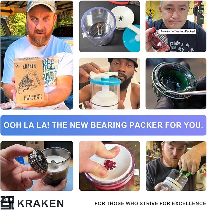 Rotation Handle Bearing Packer, Quick to Refill with Any Grease Gun, Long-Lasting Wheel Bearing Packer with 50-Inch Drop Protection, Precise Center Locator, Fits Bearings Up to 3.5" O.D.