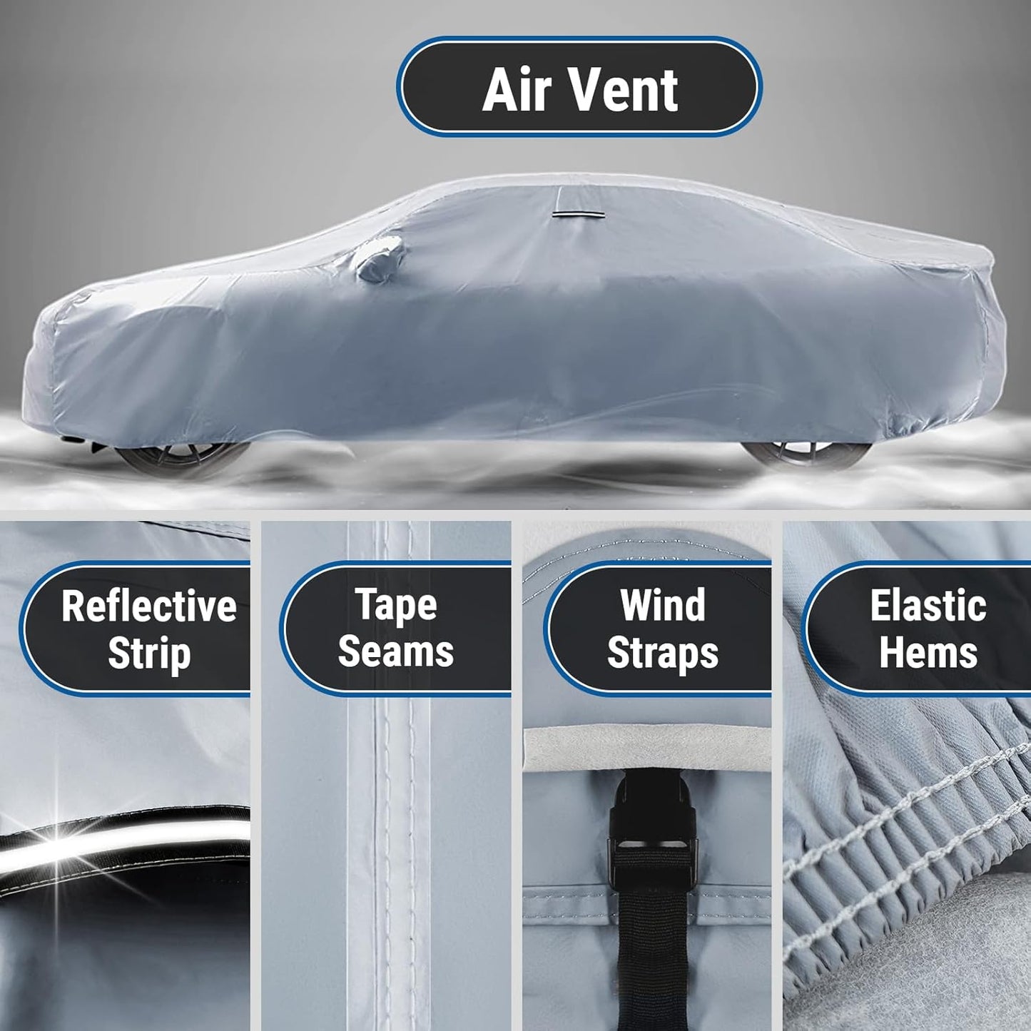 iCarCover Custom Car Cover for Buick Lesabre (1986-1991) Waterproof All-Weather Rain Snow UV Sun Protector Full Exterior Indoor Outdoor Car Cover (Stripe - Gray/Black)