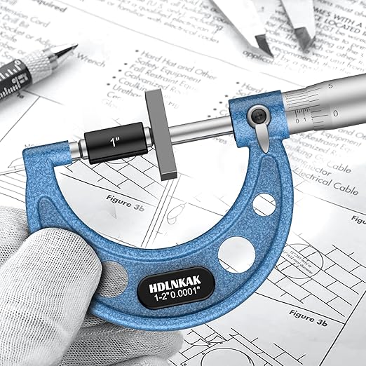HDLNKAK Outside Micrometer, 1-2" Machinist Micrometer, 0.0001" Graduation Micrometer Set, Alloy Precision Micrometer, Machinist Tool, Micrometer Standard with Case.