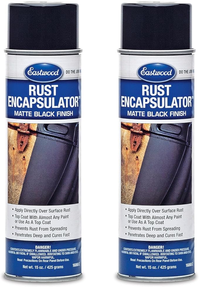 Eastwood Rust Encapsulator Aerosol | Quick Drying with UV Resistance and Heat Resistance up to 400 Degrees Fahrenheit | 15 Oz, Black | 2 Pack