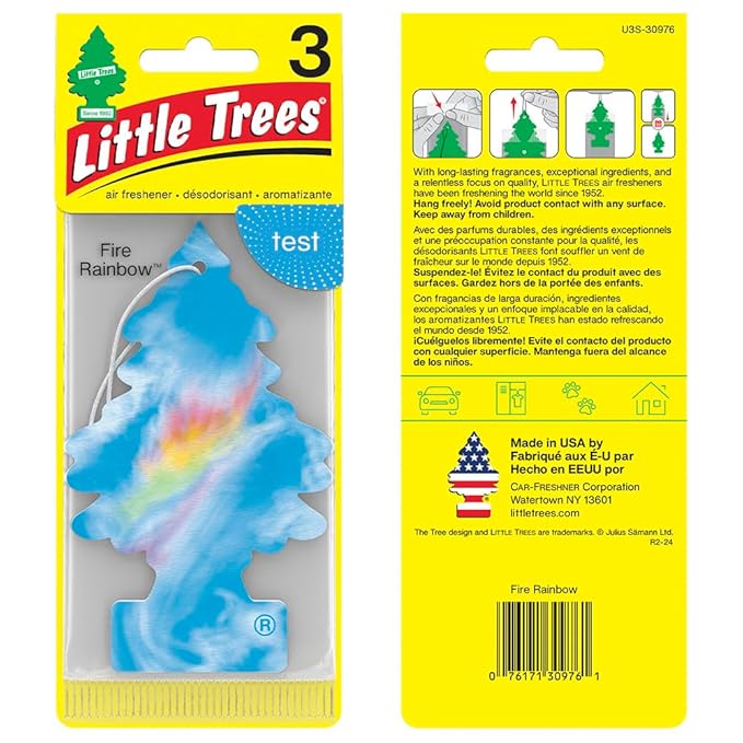 LITTLE TREES Car Air Freshener | Hanging Tree Provides Long Lasting Scent for Auto and Home | Fire Rainbow, 24 Air Fresheners
