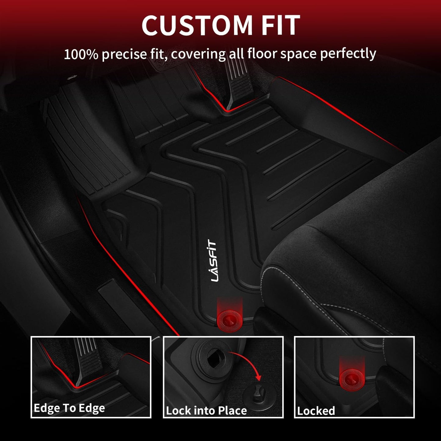 LASFIT Floor Mats for Lexus RX 2022 2021 2020 2019 2018 2017 2016 RX350 RX450h, All Weather Floor Liners Custom Fit TPE Car Mats Front & Rear Mats, Black